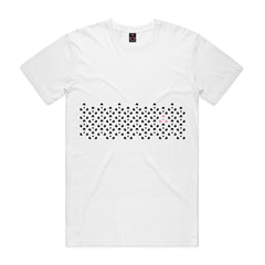100% combed cotton classic fit white t-shirt with original in house design by The Pink Triangle. LGBTQ+ clothing brand for everyone.